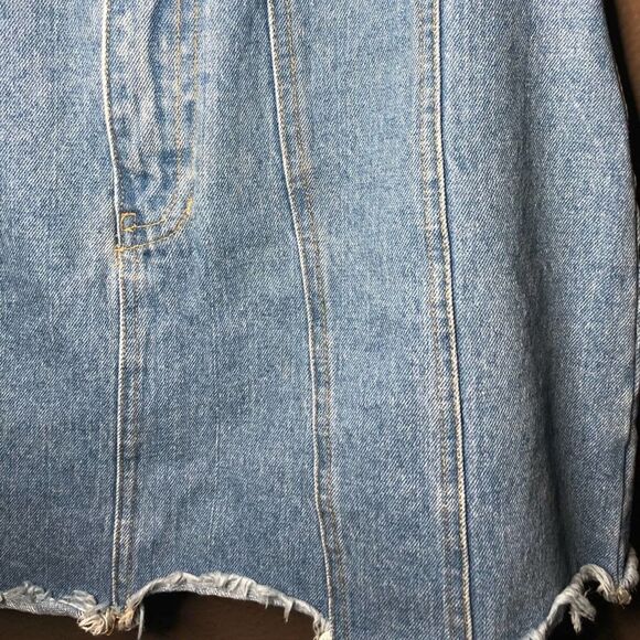 Honey Punch High Waisted Cutoff Jean Skirt - Picture 3 of 6